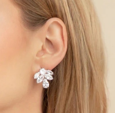 18K Gold Plated Brass Wedding Earrings featuring Cubic Zircon for Beauty White Lovers