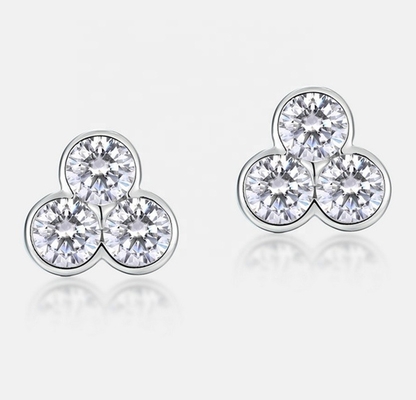 S925 Gümüş Üç Taşlı Taşlı Kulaklık Kadınlar ve Kızlar İçin Rhodium Kaplamalı Güzel Mücevherler