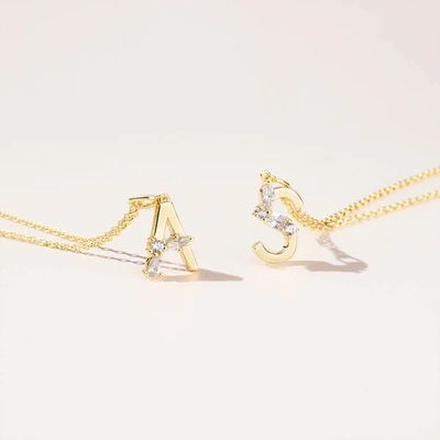 925 Sterling Gümüş CZ Harf Kolyeleri Moda Mücevherleri için Basit 18K Altın Kaplama
