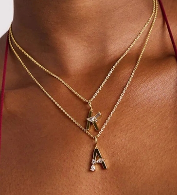 925 Sterling Gümüş CZ Harf Kolyeleri Moda Mücevherleri için Basit 18K Altın Kaplama