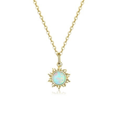 Güneşböceği Opal Ve Elmas Kolye 15MM Kadın Opal Kolye 45CM+5CM