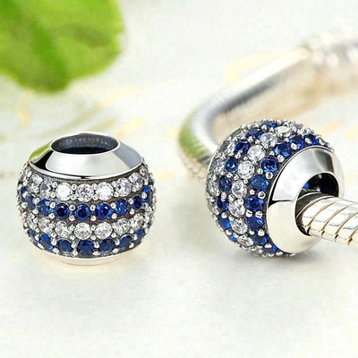 Moda Beyaz ve Mavi CZ 925 Sterling Gümüş Mücevher Yapım Aksesuarları