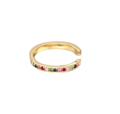 Kadınların Klasik Gökkuşağı Çamdanı Kübik Zirkon 925 Sterling Gümüş Kulak Manşet Mücevherleri