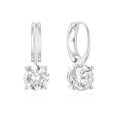 925 Sterling Gümüş 18K Altın Kaplama Solitaire Beyaz Kübik Zirkon Huggies Küpeler