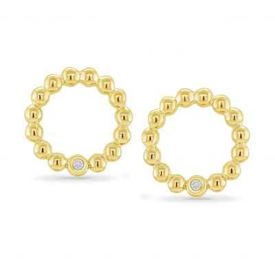 925 Ayar Gümüş Kadın Yuvarlak Şekil Çerçeve Ayarlı Tektaş Küpe, Özel Boyut Seçenekleriyle