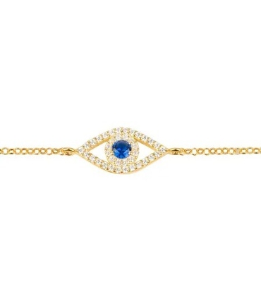 Gül Altın İnce Gümüş Zincir Bilezik Beyaz Mavi CZ Göz 925 Sterling Gümüş