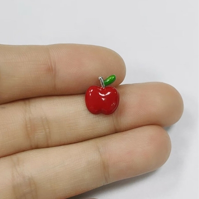 925 Sterling Gümüş'te Küçük Kızlar İçin Harika Kırmızı ve Yeşil Enamel Elma Küpeği