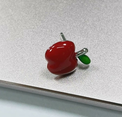 925 Sterling Gümüş'te Küçük Kızlar İçin Harika Kırmızı ve Yeşil Enamel Elma Küpeği