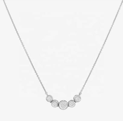 Rhodium 18k Altın Kolye Kadınlar 1.2mm Beyaz Altın Cz Kolye