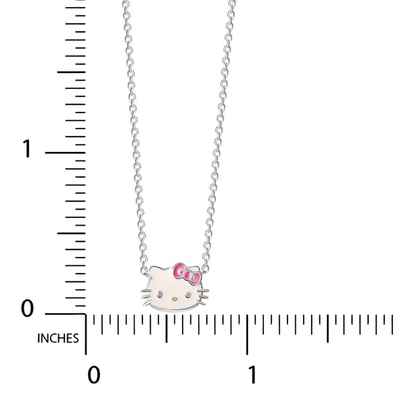 Pembe Beyaz Enamel Hello Kitty Sterling Gümüş Kolye Rodyum Kaplama