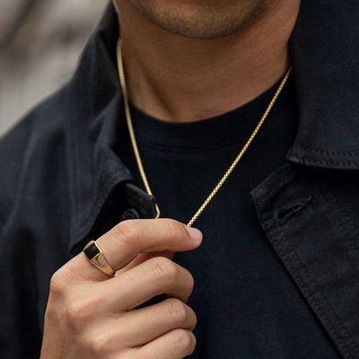 El Yapımı 18 Ayar Altın Kaplama Yuvarlak Kutu Kolye Zinciri, Hızlı Kargo ve Özelleştirilebilir Logo