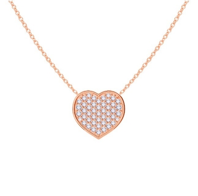 18" Zincir Uzunluğu Yuvarlak Kesim Elmas 925 Sterling Gümüş Kalp Kolye Kadınlar için