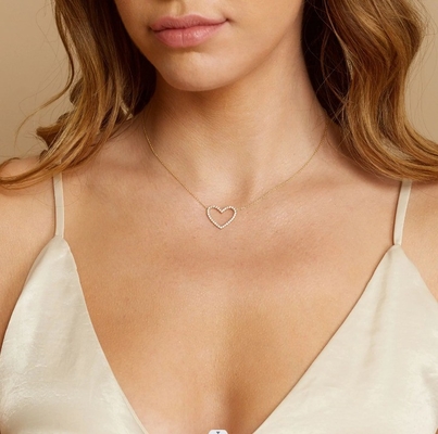 925 Sterling Silver Pave Diamond Sevgi Kolyesi Kız Arkadaşı Üçüncü Taraf Değerlendirme