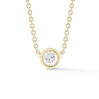 Basit 925 Sterling Gümüş Solitaire Elmas CZ Kolye 7mm/10mm/15mm Taş Boyutları