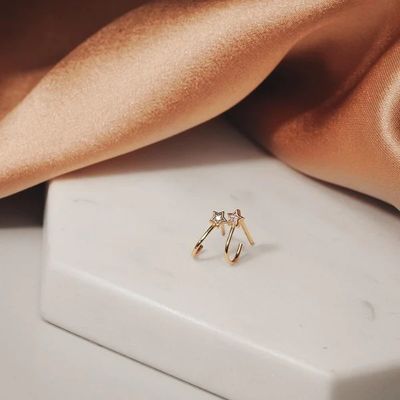 18K Gold Plated Star Shape Huggie 925 Sterling Silver Stud Earrings for Girls Jewelry