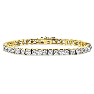Unisex El yapımı 18K Altın Hip Hop Dondurulmuş Kare Kesilmiş Elmas CZ 925 Sterling Gümüş Yatak Tenis Bilezik