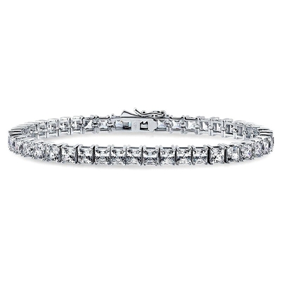 Unisex El yapımı 18K Altın Hip Hop Dondurulmuş Kare Kesilmiş Elmas CZ 925 Sterling Gümüş Yatak Tenis Bilezik