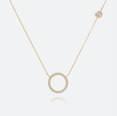 Altın kaplama S925 Gümüş Çember Kolye CZ Kadınlar için Kolye 925 Sterling Gümüş