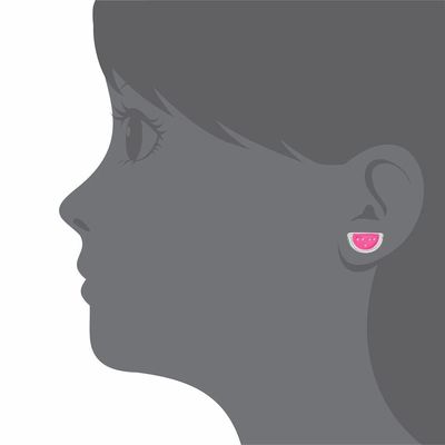 Gümüş pembe ve yeşil emaye karpuz Çocuklar hediye için sırtını döndürür.