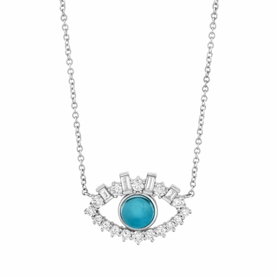 18K Altın Baguette Kübik Zirkon 925 Sterling Gümüş Kadın Kötü Göz Kolyesi