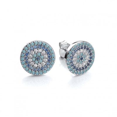 ZIRCON Çember 18K Altın Kaplama El Yapımı Mikron Pave CZ Göz Turkiye Tasarım Stud Küpesi 925 Sterling Gümüş
