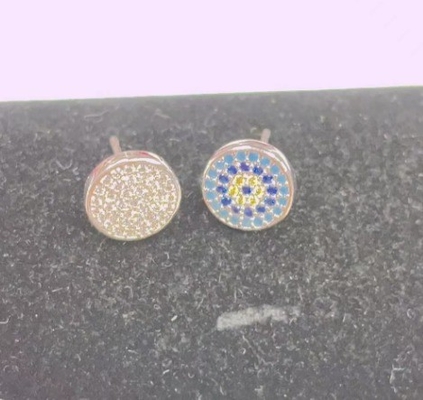 ZIRCON Çember 18K Altın Kaplama El Yapımı Mikron Pave CZ Göz Turkiye Tasarım Stud Küpesi 925 Sterling Gümüş