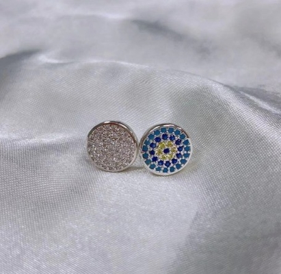 ZIRCON Çember 18K Altın Kaplama El Yapımı Mikron Pave CZ Göz Turkiye Tasarım Stud Küpesi 925 Sterling Gümüş