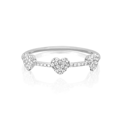 18K Altın 925 Sterling Gümüş Üç Mikro Pave Kalp Yüzüğü Kadınlar ve Şık
