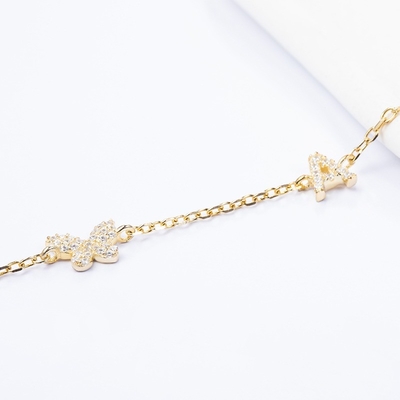 Kolye Mini 18K Altın Beyaz Mikron Pave CZ Kelebek 925 Sterling Gümüş Kolye