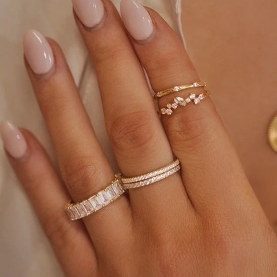 18K Altın Dökme Düğün Sonsuzluk Çetesi Yüzük Kadınlar için 925 Sterling Gümüş