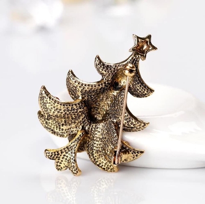 Bakır Noel ağacı broş çentiği OEM Vintage Sanat Noel ağacı çentiği