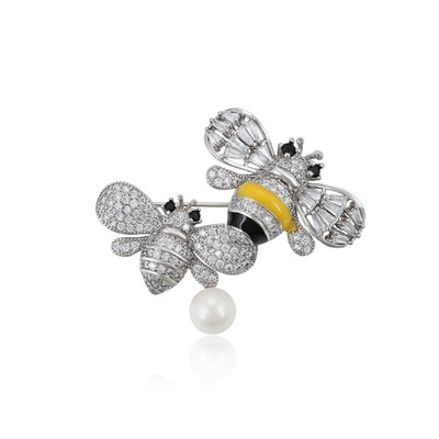 Şaşırtıcı Renkli Enamel Arı Broşu Kristal Rhinestone Bumble Bee Lapel Pin