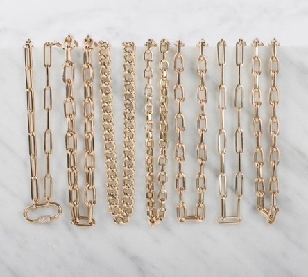 18K Altın Kaplama Büyük Kağıt Klip 925 Sterling Gümüş Oval Zincir Kolye OEM ile