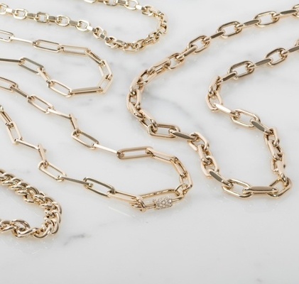 18K Altın Kaplama Büyük Kağıt Klip 925 Sterling Gümüş Oval Zincir Kolye OEM ile