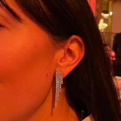 18K altın kaplama kübik zirkon tassel tunç küpeleri