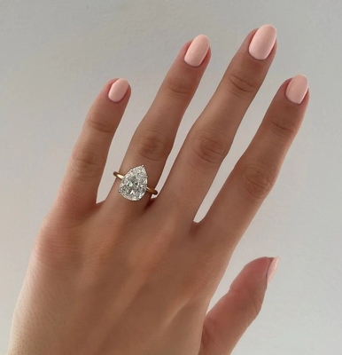 Temel Beyaz Kübik Zirkon Pear Cut Solitaire 925 Sterling Gümüş Düğün Yüzükleri