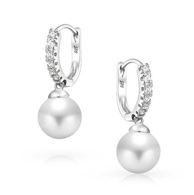 10MM İnci Kübik Zirkonya Dangle Kulaklık OEM CZ Dangle Drop Kulaklık