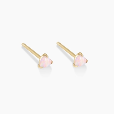 Prong Setting Opal Heart Stud Bileklik 925 Sterling Gümüş Zeki 18K Altın Kaplama