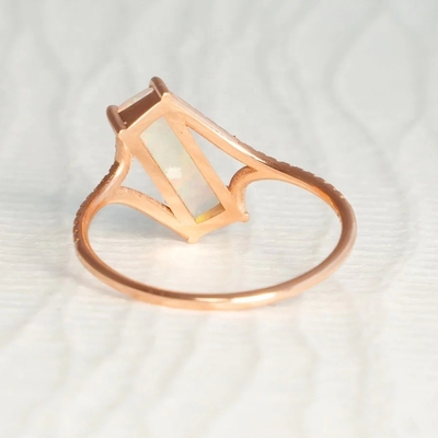 Baguette Cut Opal Snow Track Ring Boyutu 4 Boyutu 10 925 Sterling Gümüş Yüzük