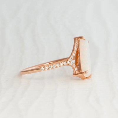 Baguette Cut Opal Snow Track Ring Boyutu 4 Boyutu 10 925 Sterling Gümüş Yüzük