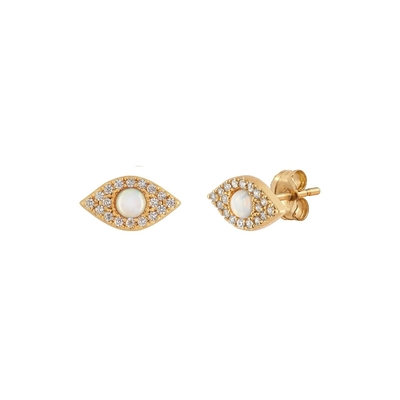 925 Gümüş Stud Kulaklık OEM ODM Opal Stud Kulaklık Altın Kaplama