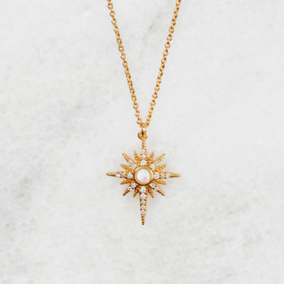 Opal Altın Kaplama Starburst Kolye 925 Starburst Kolye Gümüş