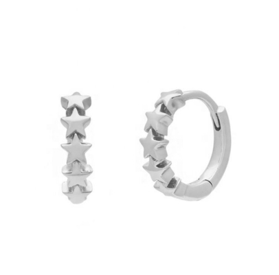 925 Sterling Gümüş Yıldız Huggie Kadınlar için küpeleri Moda Mücevherleri
