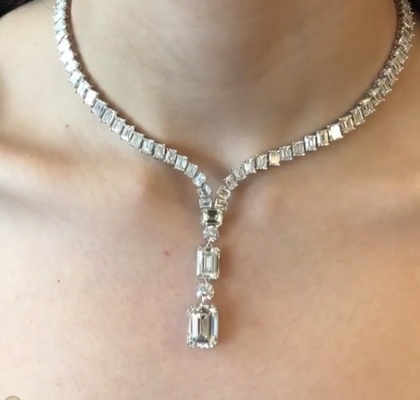 Rhodium kaplamalı Bling Bling Kolye 16 inç Beyaz Tenis Kolyesi