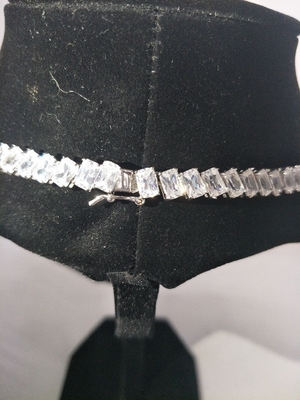 Rhodium kaplamalı Bling Bling Kolye 16 inç Beyaz Tenis Kolyesi