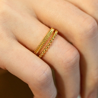 Güzel Mücevherler 18K Altın 925 Sterling Gümüş Buğday Yüzüğü Kadınlar İçin
