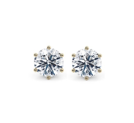 Altı Pençesi Beyaz CZ Stud küpe 925 Sterling Gümüş 18K Kübik Zirconia Stud Küp