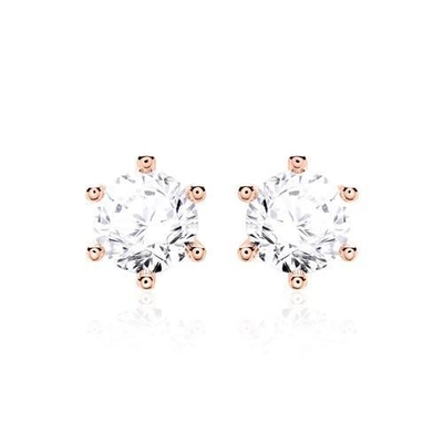 Altı Pençesi Beyaz CZ Stud küpe 925 Sterling Gümüş 18K Kübik Zirconia Stud Küp