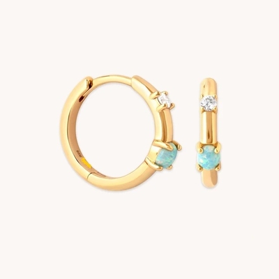 Mystic 18K Altın Opal Halkalar 925 Sterling Gümüş En Yeni Huggies Moda Küpe