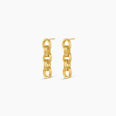 18K Altın Drop Dangle Zincir Küpe Rhodium Kaplama Kalın Zincir Küpe